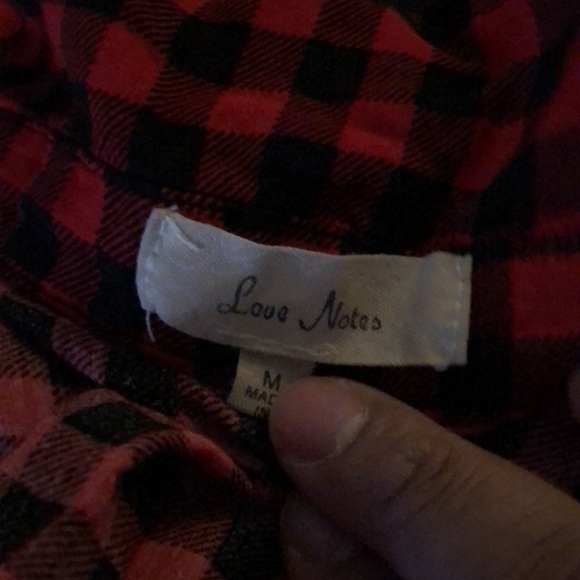 LOVE NOTES BUFFALO RED PLAID PEPLUM TOP  SZ M - Picture 7 of 8